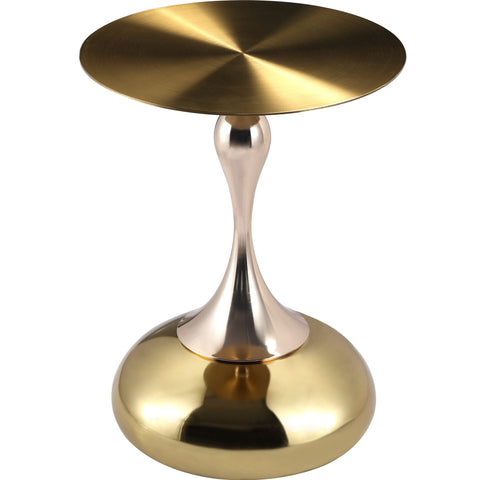 Savoy Wide Side Table with Stainless Steel Top Round Accent Table and Elegant Pedestal Base