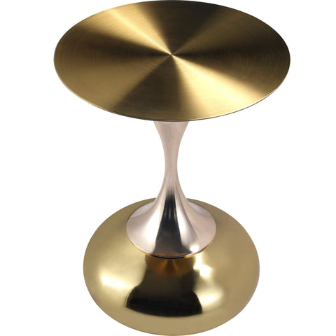 Savoy Wide Side Table with Stainless Steel Top Round Accent Table and Elegant Pedestal Base