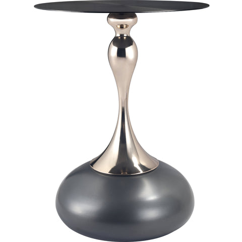 Savoy Wide Side Table with Stainless Steel Top Round Accent Table and Elegant Pedestal Base