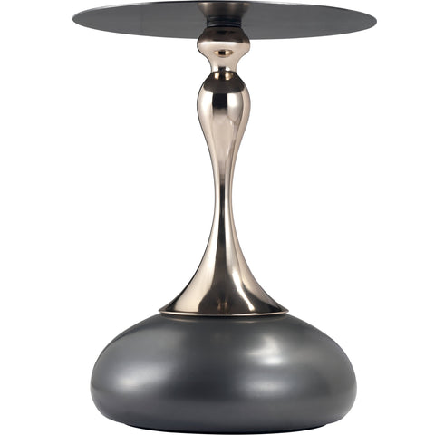 Savoy Wide Side Table with Stainless Steel Top Round Accent Table and Elegant Pedestal Base