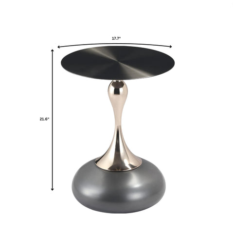 Savoy Wide Side Table with Stainless Steel Top Round Accent Table and Elegant Pedestal Base