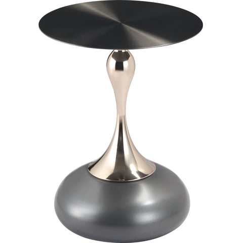 Savoy Wide Side Table with Stainless Steel Top Round Accent Table and Elegant Pedestal Base