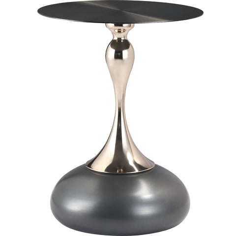 Savoy Wide Side Table with Stainless Steel Top Round Accent Table and Elegant Pedestal Base