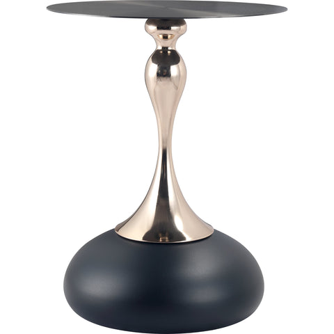 Savoy Wide Side Table with Stainless Steel Top Round Accent Table and Elegant Pedestal Base