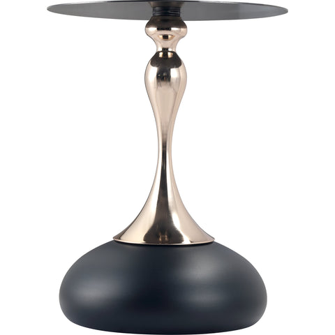 Savoy Wide Side Table with Stainless Steel Top Round Accent Table and Elegant Pedestal Base