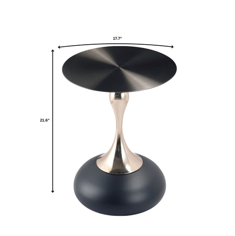 Savoy Wide Side Table with Stainless Steel Top Round Accent Table and Elegant Pedestal Base