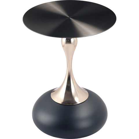 Savoy Wide Side Table with Stainless Steel Top Round Accent Table and Elegant Pedestal Base