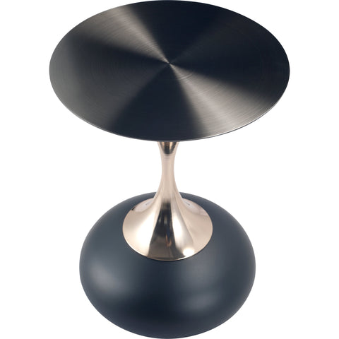 Savoy Wide Side Table with Stainless Steel Top Round Accent Table and Elegant Pedestal Base