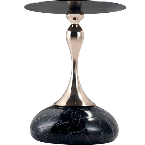 Savoy Wide Side Table with Stainless Steel Top Round Accent Table and Elegant Pedestal Base