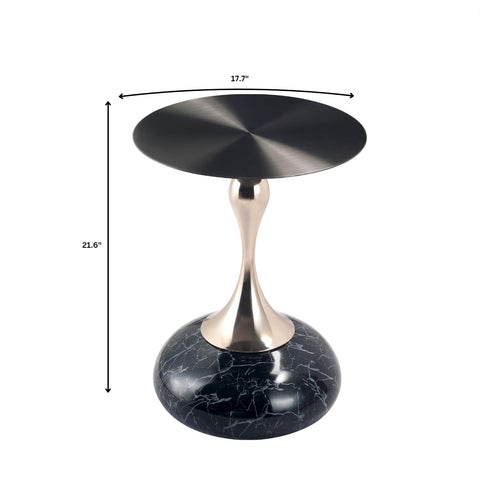 Savoy Wide Side Table with Stainless Steel Top Round Accent Table and Elegant Pedestal Base