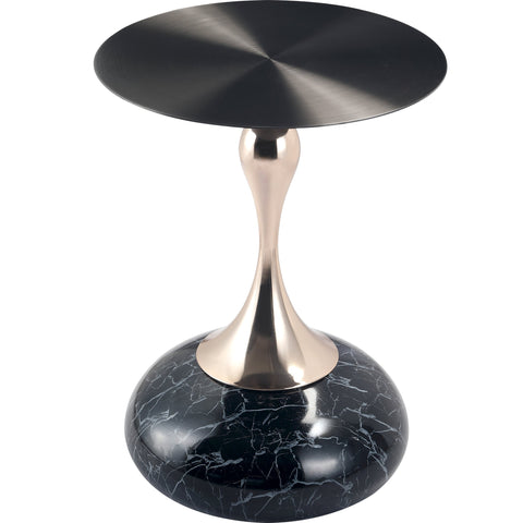 Savoy Wide Side Table with Stainless Steel Top Round Accent Table and Elegant Pedestal Base