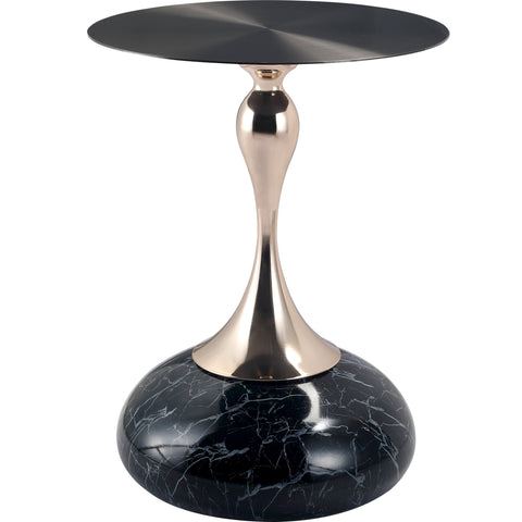 Savoy Wide Side Table with Stainless Steel Top Round Accent Table and Elegant Pedestal Base