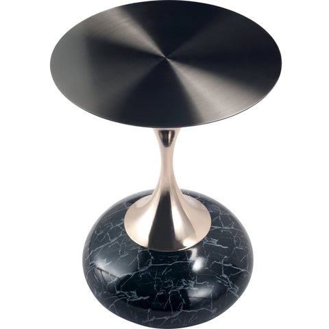 Savoy Wide Side Table with Stainless Steel Top Round Accent Table and Elegant Pedestal Base