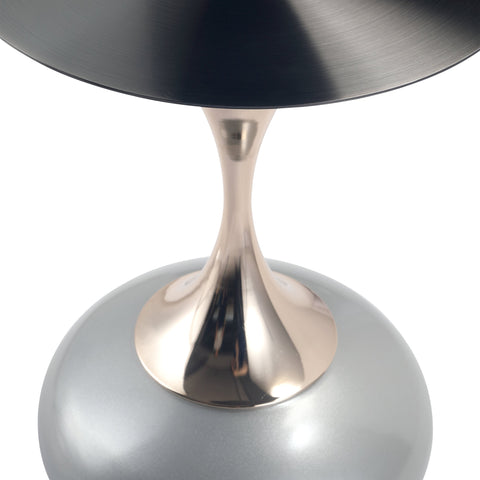 Savoy Wide Side Table with Stainless Steel Top Round Accent Table and Elegant Pedestal Base