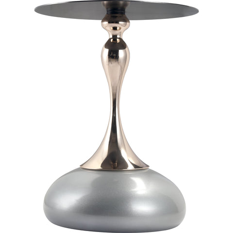 Savoy Wide Side Table with Stainless Steel Top Round Accent Table and Elegant Pedestal Base