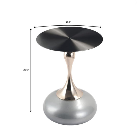 Savoy Wide Side Table with Stainless Steel Top Round Accent Table and Elegant Pedestal Base