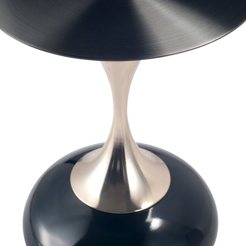 Savoy Wide Side Table with Stainless Steel Top Round Accent Table and Elegant Pedestal Base