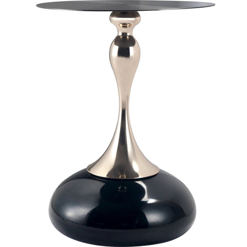 Savoy Wide Side Table with Stainless Steel Top Round Accent Table and Elegant Pedestal Base