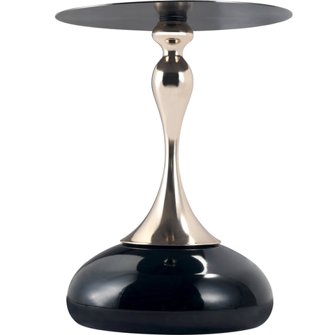 Savoy Wide Side Table with Stainless Steel Top Round Accent Table and Elegant Pedestal Base