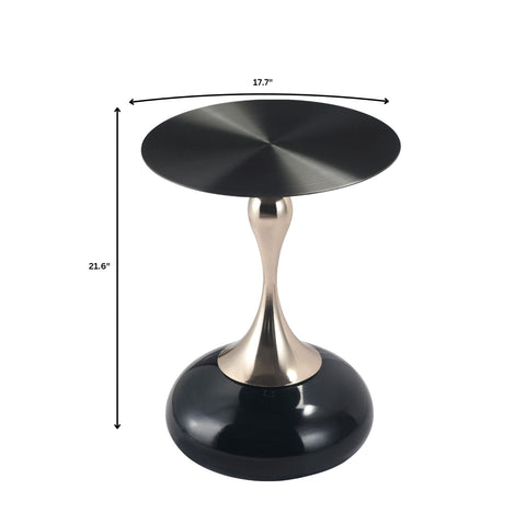 Savoy Wide Side Table with Stainless Steel Top Round Accent Table and Elegant Pedestal Base