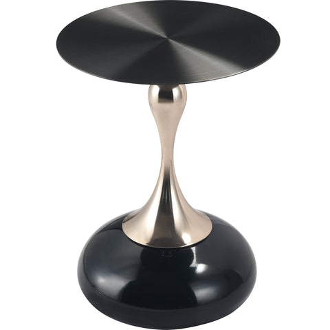 Savoy Wide Side Table with Stainless Steel Top Round Accent Table and Elegant Pedestal Base