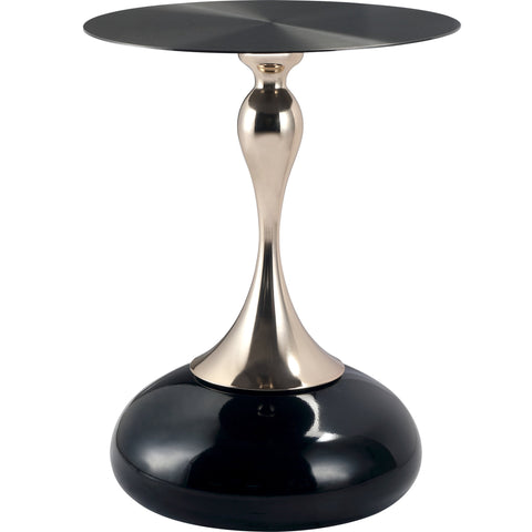 Savoy Wide Side Table with Stainless Steel Top Round Accent Table and Elegant Pedestal Base