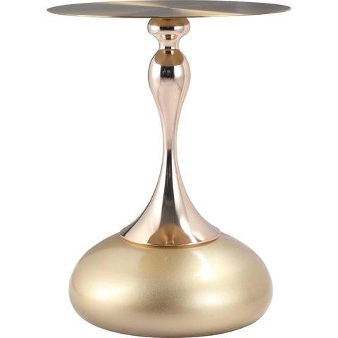 Savoy Wide Side Table with Stainless Steel Top Round Accent Table and Elegant Pedestal Base