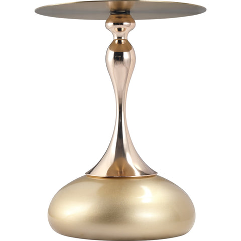 Savoy Wide Side Table with Stainless Steel Top Round Accent Table and Elegant Pedestal Base