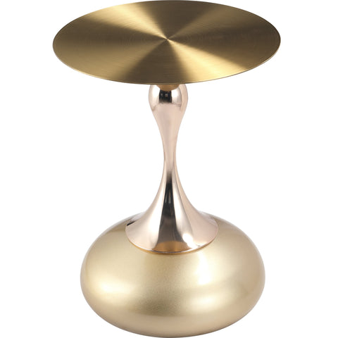 Savoy Wide Side Table with Stainless Steel Top Round Accent Table and Elegant Pedestal Base