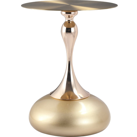 Savoy Wide Side Table with Stainless Steel Top Round Accent Table and Elegant Pedestal Base