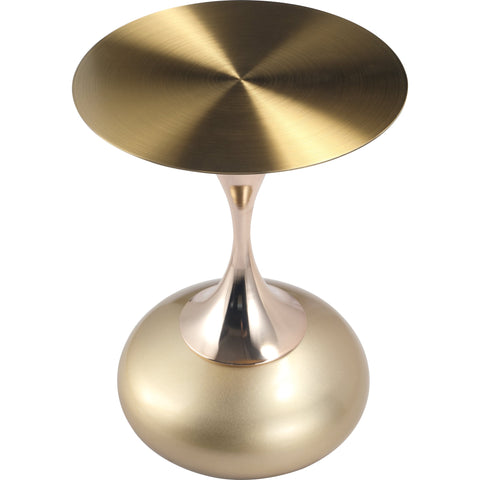 Savoy Wide Side Table with Stainless Steel Top Round Accent Table and Elegant Pedestal Base