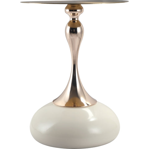 Savoy Wide Side Table with Stainless Steel Top Round Accent Table and Elegant Pedestal Base