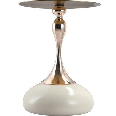 Savoy Wide Side Table with Stainless Steel Top Round Accent Table and Elegant Pedestal Base