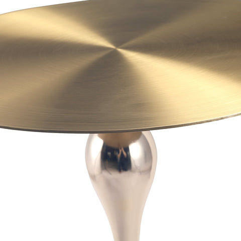 Savoy Wide Side Table with Stainless Steel Top Round Accent Table and Elegant Pedestal Base