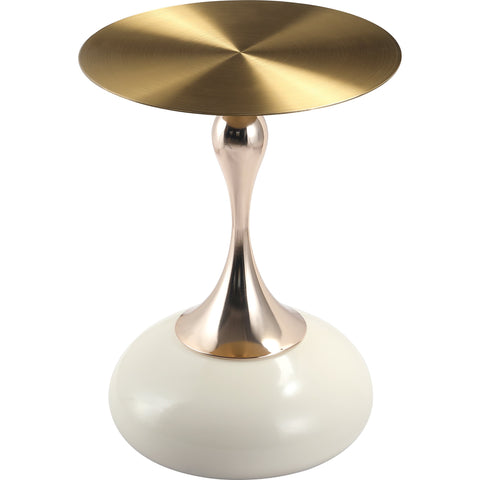 Savoy Wide Side Table with Stainless Steel Top Round Accent Table and Elegant Pedestal Base