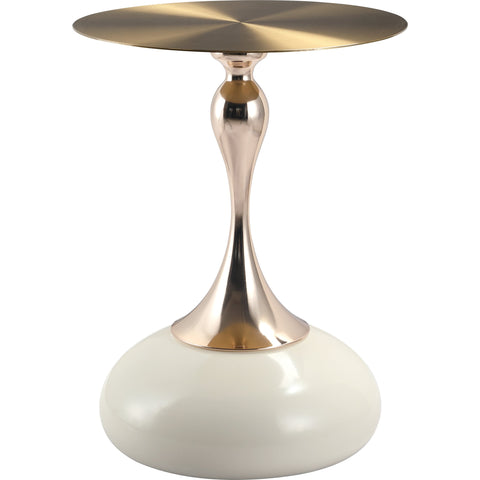 Savoy Wide Side Table with Stainless Steel Top Round Accent Table and Elegant Pedestal Base