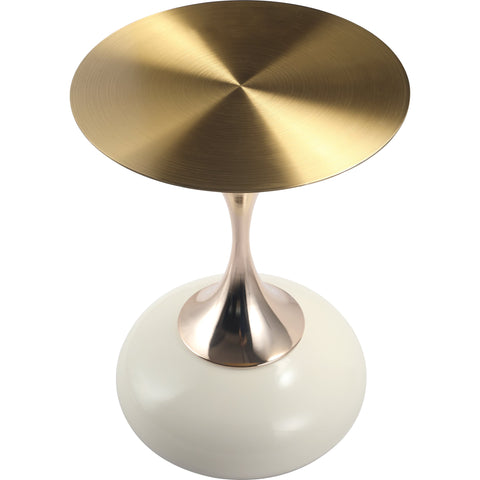 Savoy Wide Side Table with Stainless Steel Top Round Accent Table and Elegant Pedestal Base