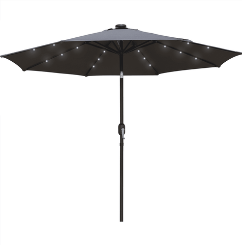 Sierra 9' Outdoor Patio Tilt Market Umbrella with Solar LED Lights