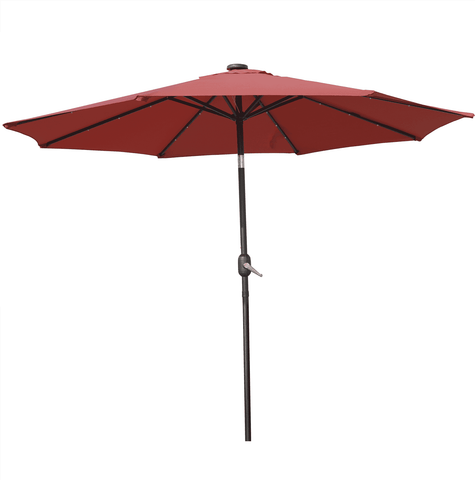 Sierra 9' Outdoor Patio Tilt Market Umbrella with Solar LED Lights