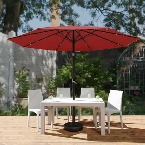 Sierra 9' Outdoor Patio Tilt Market Umbrella with Solar LED Lights