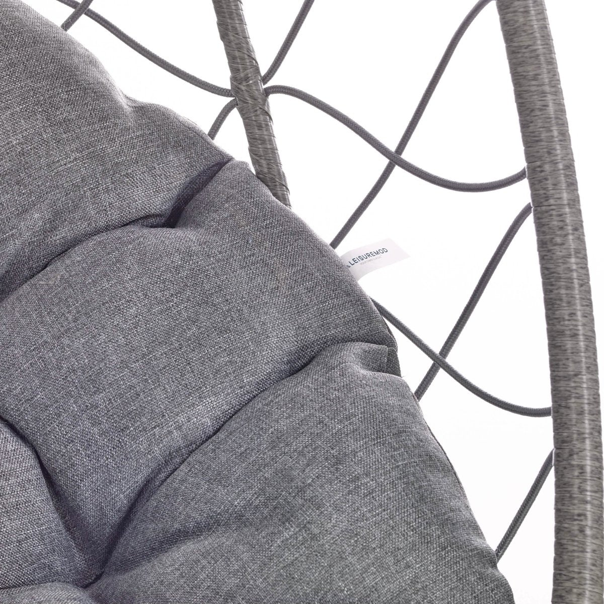 Summit Outdoor Single Person Egg Swing Chair in Grey/Black/Brown Steel Frame With Removable Cushions