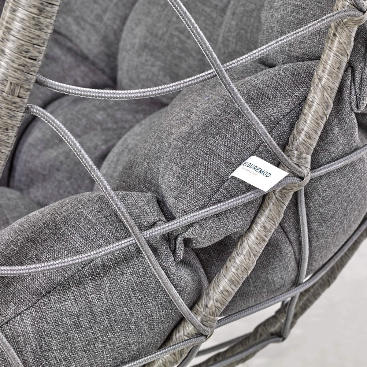 Summit Outdoor Single Person Egg Swing Chair in Grey/Black/Brown Steel Frame With Removable Cushions