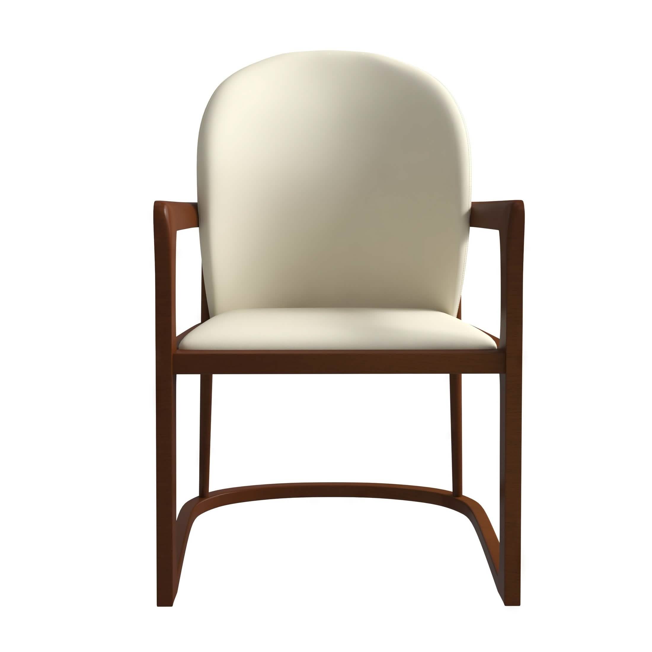 Svelta Dining Chair in Upholstered Leather Accent Arm Chair and Rubberwood Frame and Legs