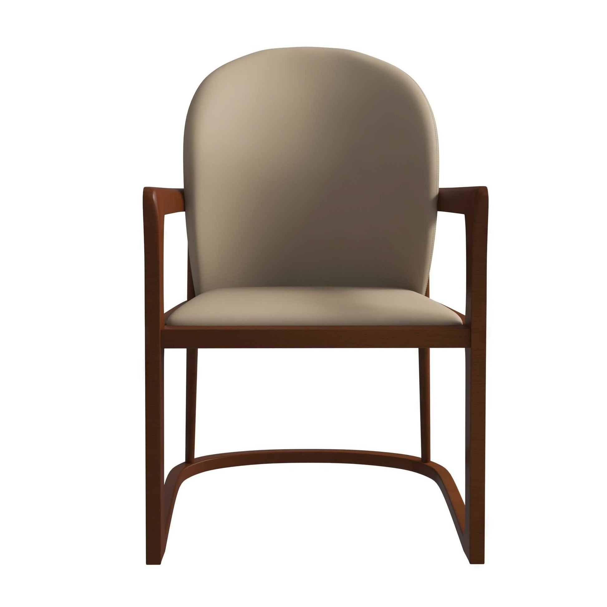 Svelta Dining Chair in Upholstered Leather Accent Arm Chair and Rubberwood Frame and Legs