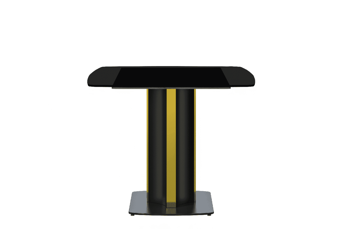 Sylva Rectangular Dining Table with Glass/Sintered Stone Tabletop in Black and Gold Steel Base