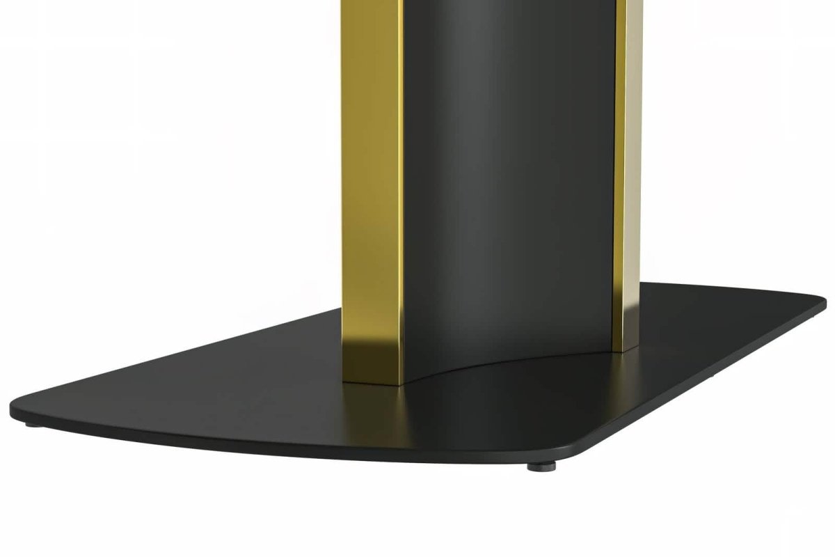 Sylva Rectangular Dining Table with Glass/Sintered Stone Tabletop in Black and Gold Steel Base