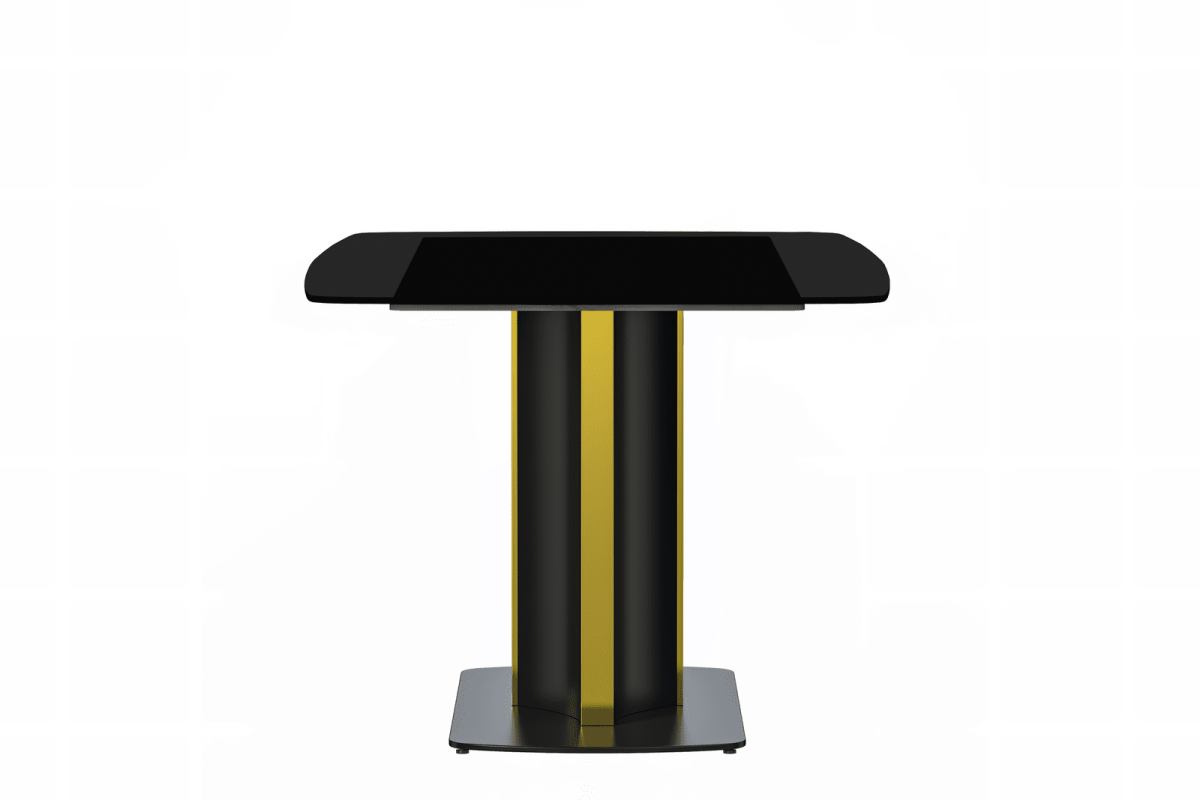 Sylva Rectangular Dining Table with Glass/Sintered Stone Tabletop in Black and Gold Steel Base