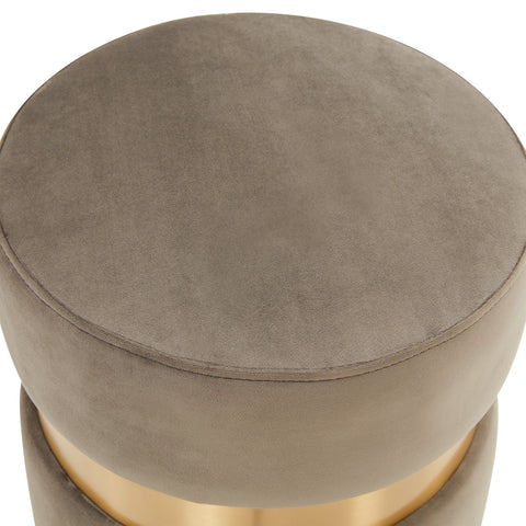 Troy 14.6" Round Velvet Ottoman