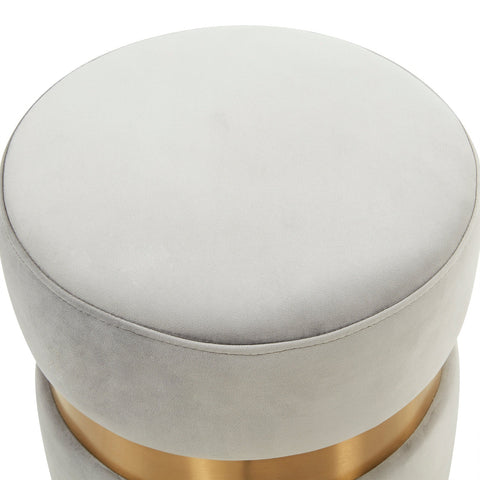 Troy 14.6" Round Velvet Ottoman