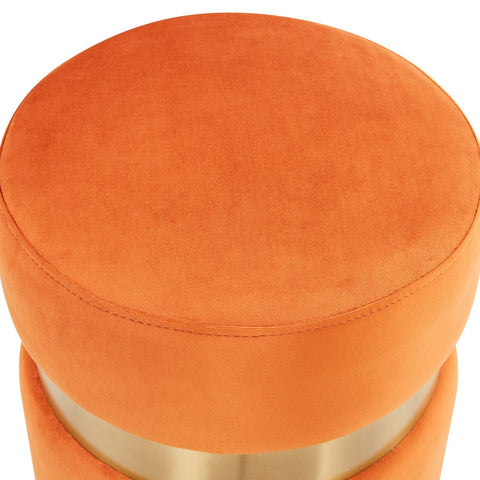 Troy 14.6" Round Velvet Ottoman